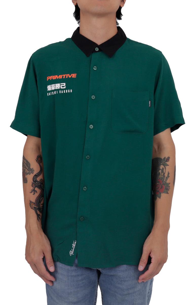Primitive x My Hero Academia's Dynamite Katsuki Bakugo Short Sleeve Woven Shirt - Grab Yours Now!