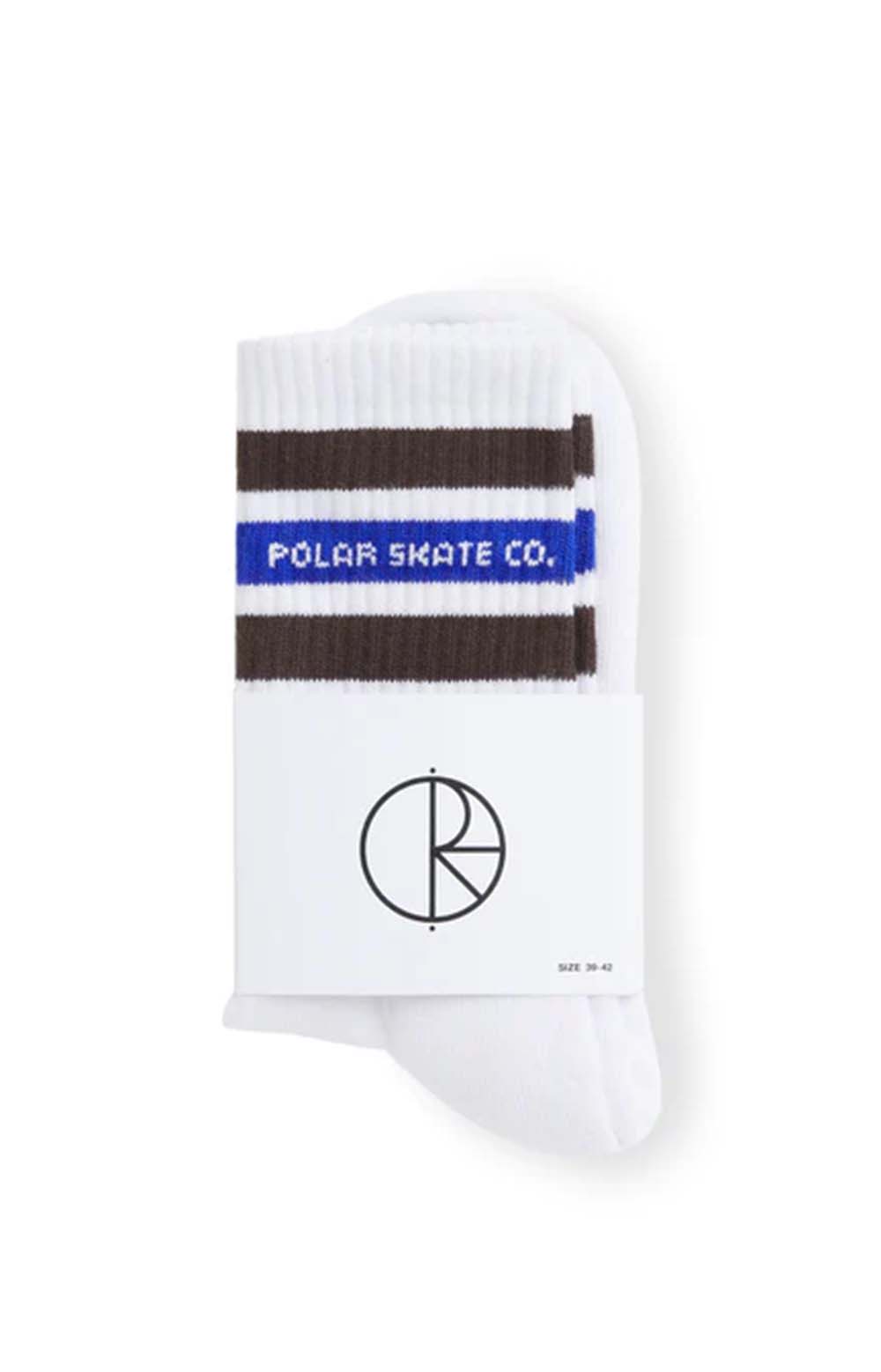 Polar Skate Co. Fat Stripe Socks - Stylish White/Brown/Blue