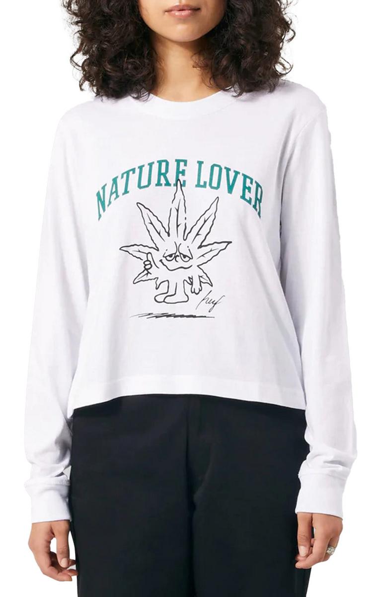 Nature Enthusiast's Dream: White Cropped Long Sleeve T-Shirt