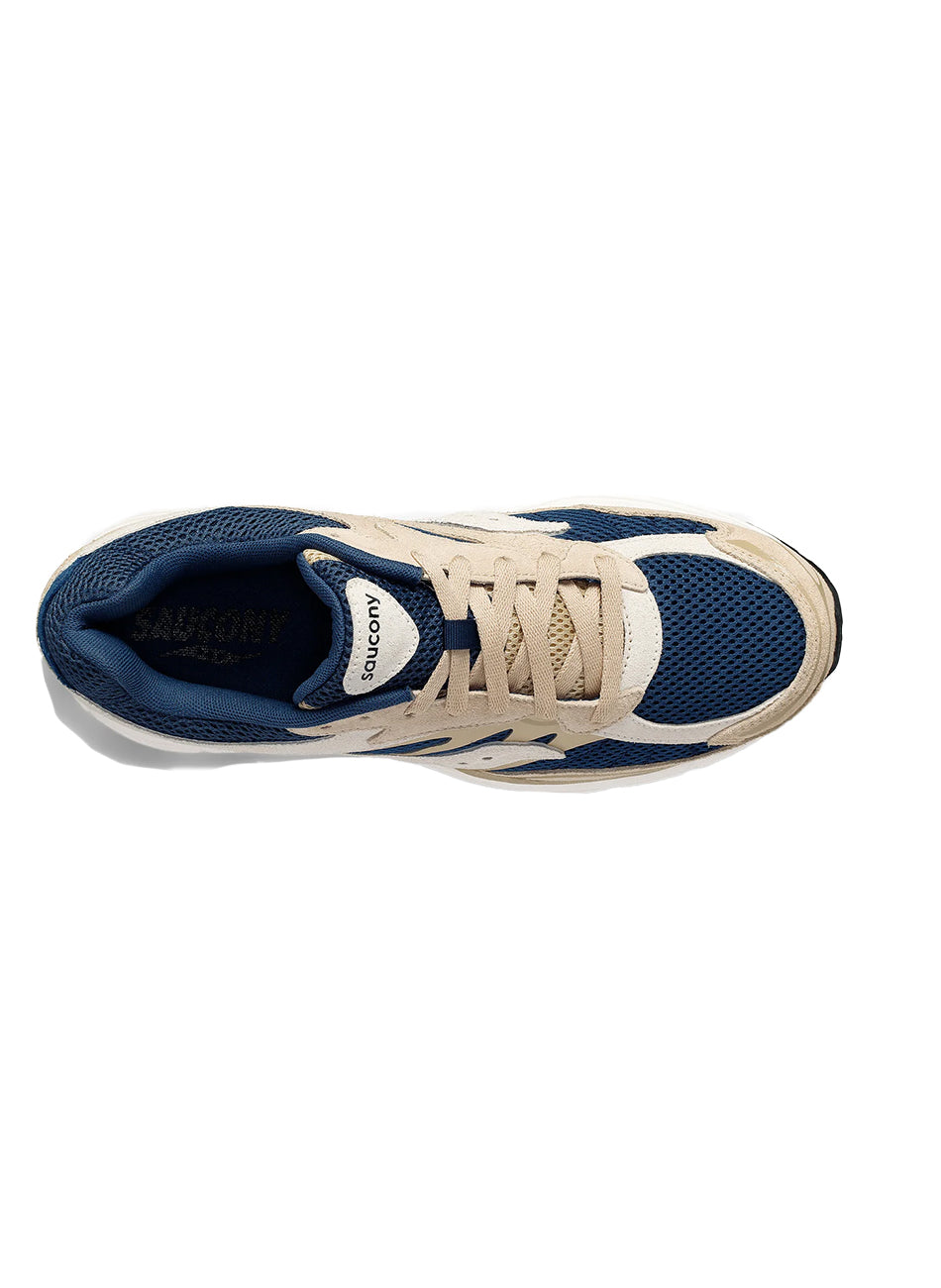 Saucony ProGrid Omni 9 Premium Beige and Navy Sneakers - A Stylish Choice!