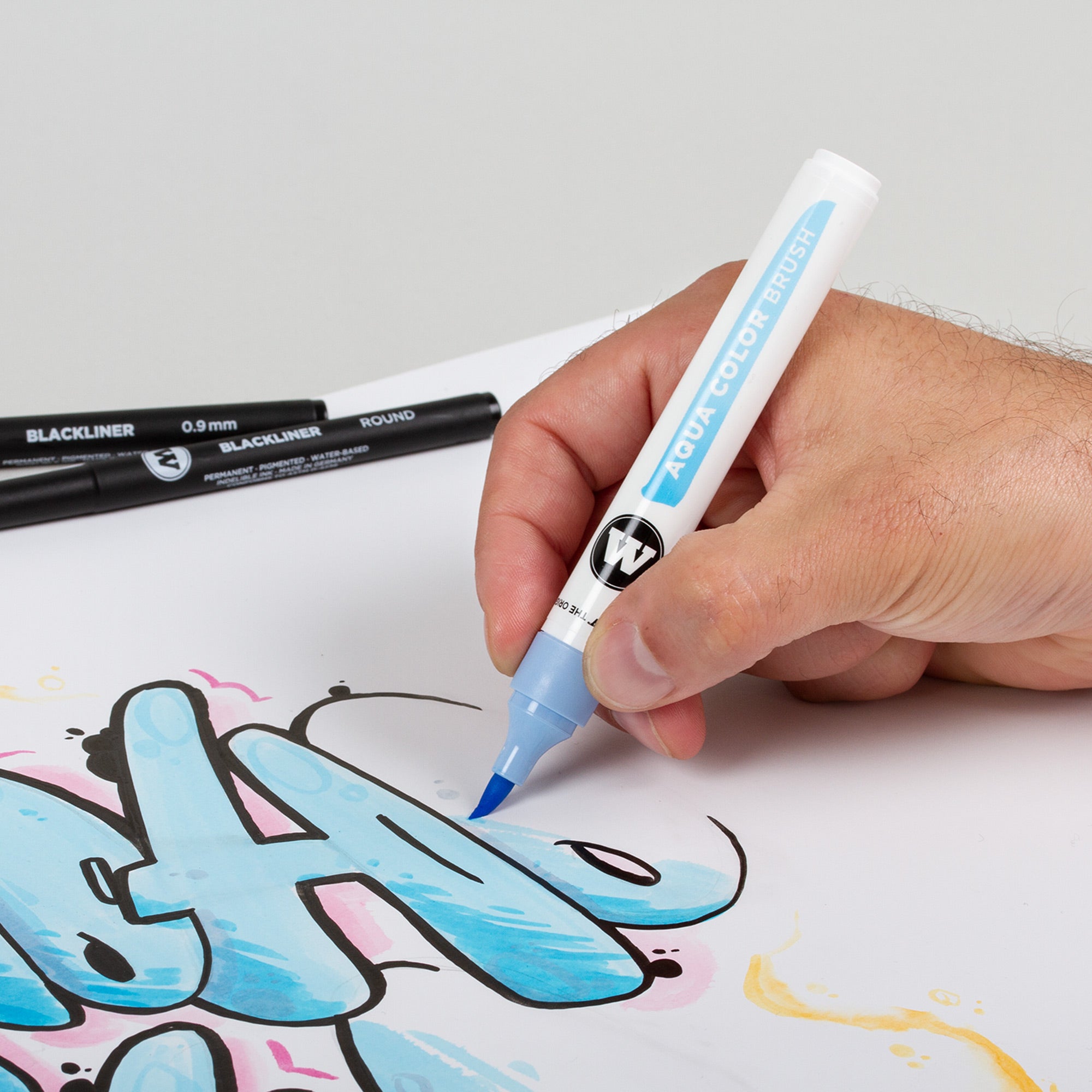 Stunning Aqua Color Brush Marker - Vibrant Cyan