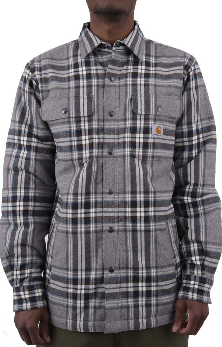 Carhartt's Cozy Asphalt Relaxed Fit Flannel Sherpa Lined Shirt Jacket