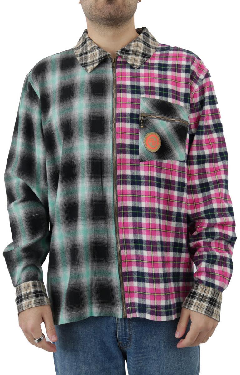 Stylish Khaki/Brown Zip-Up Flannel Shirt - A Must-Have!