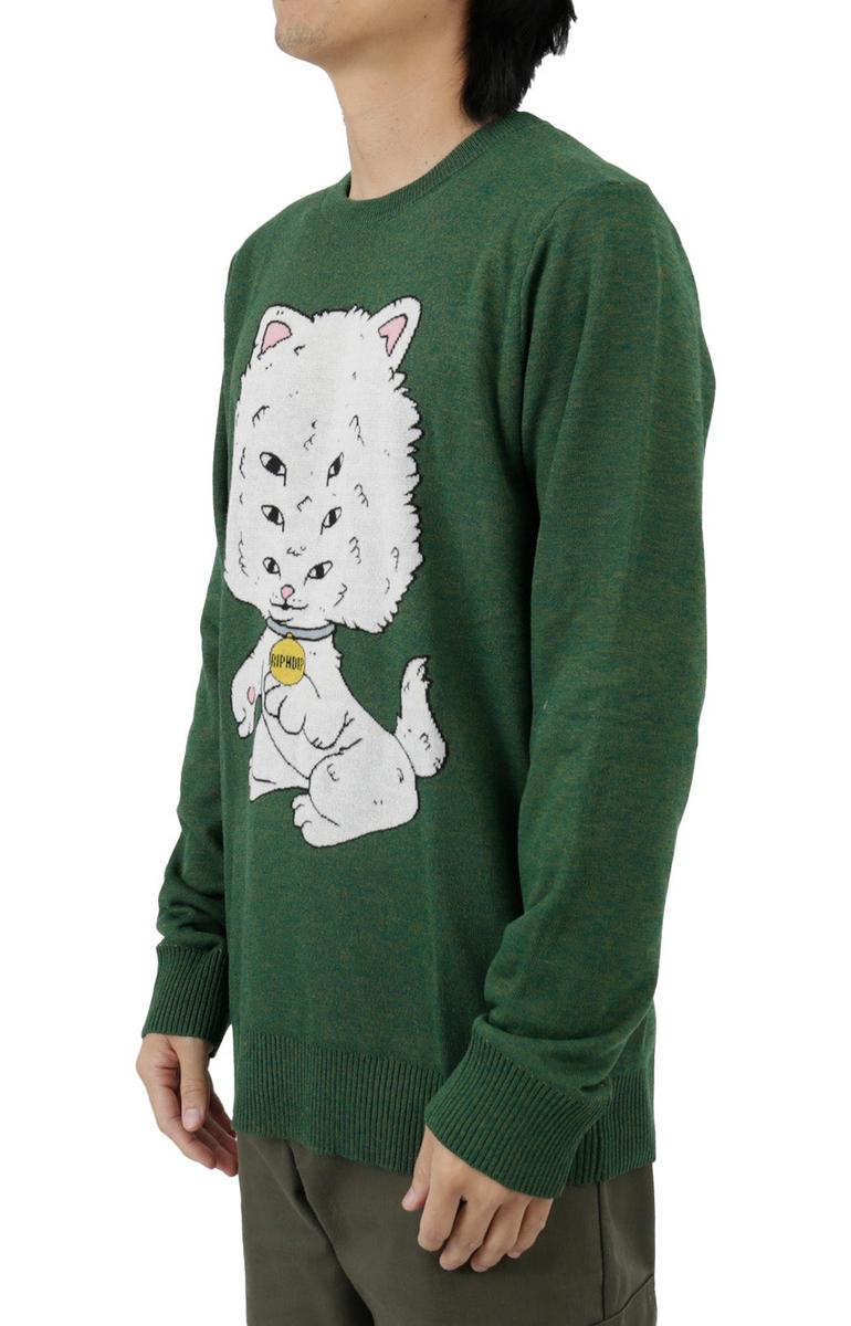 Stunning Oversized Big Head Knit Sweater in Pine Heather