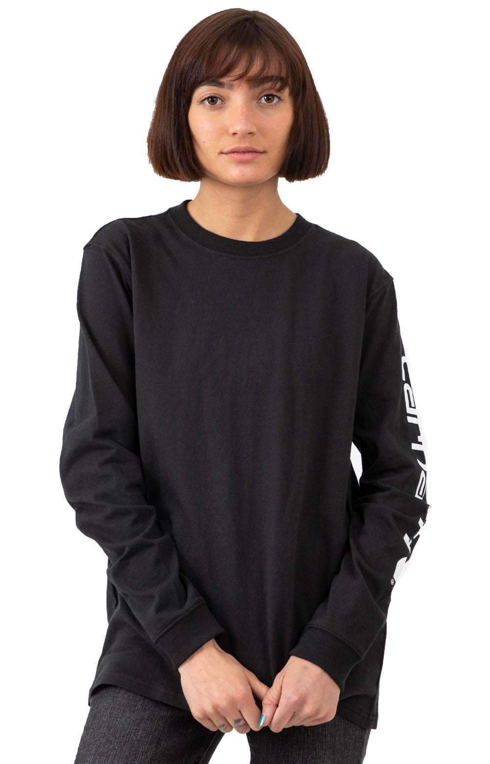 Carhartt Women's Black/White Workwear Sleeve Logo Long Sleeve Shirt