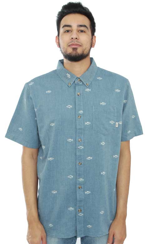 Stylish Houser Dress Blue Washed Button-Up Shirt