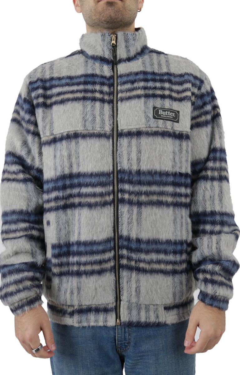 Navy Cozy Hairy Plaid Insulated Jacket - Irresistible Style!