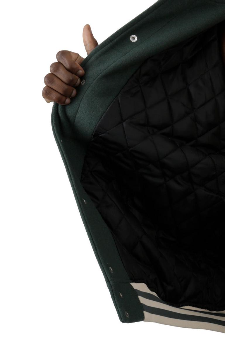 Butter's Forest Green World Peace Varsity Jacket - A Must-Have!