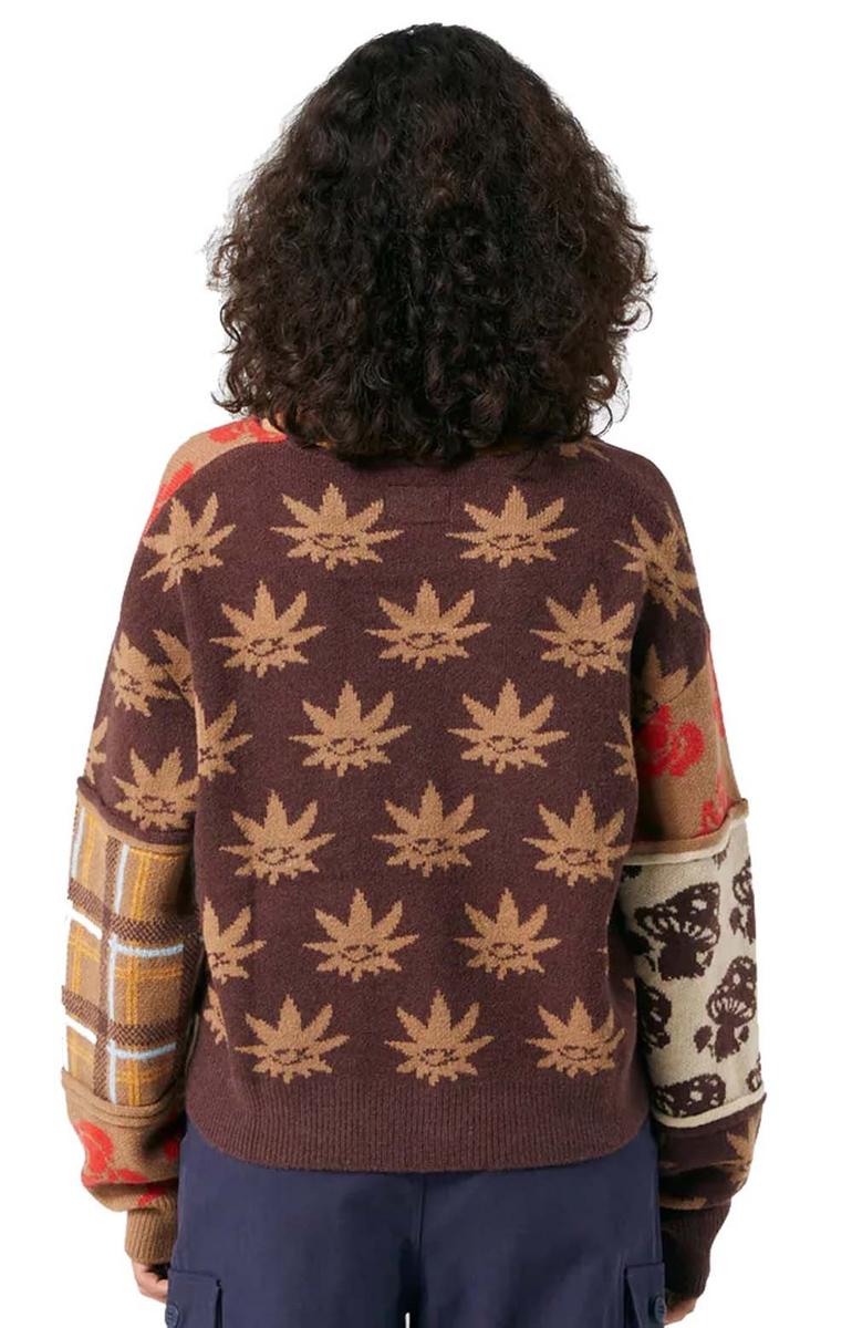 Stylish Eco-Inspired Brown Patchwork Cardigan