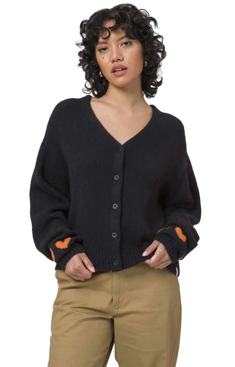 Gorgeous Shroom Art Jacquard Cropped Cardigan - Stunning Black