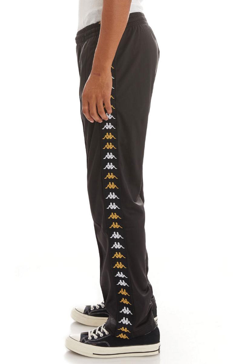 Kappa Men's Stylish 222 Banda Astoriazzin Track Pants - Black Smoke/Lt Yellow/Bright White