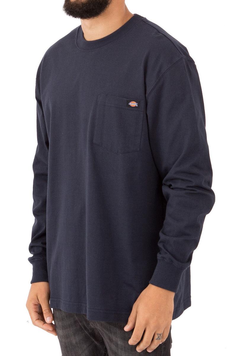 Dickies WL450DN Dark Navy Long Sleeve Heavyweight Crew Neck Shirt - A Must-Have!