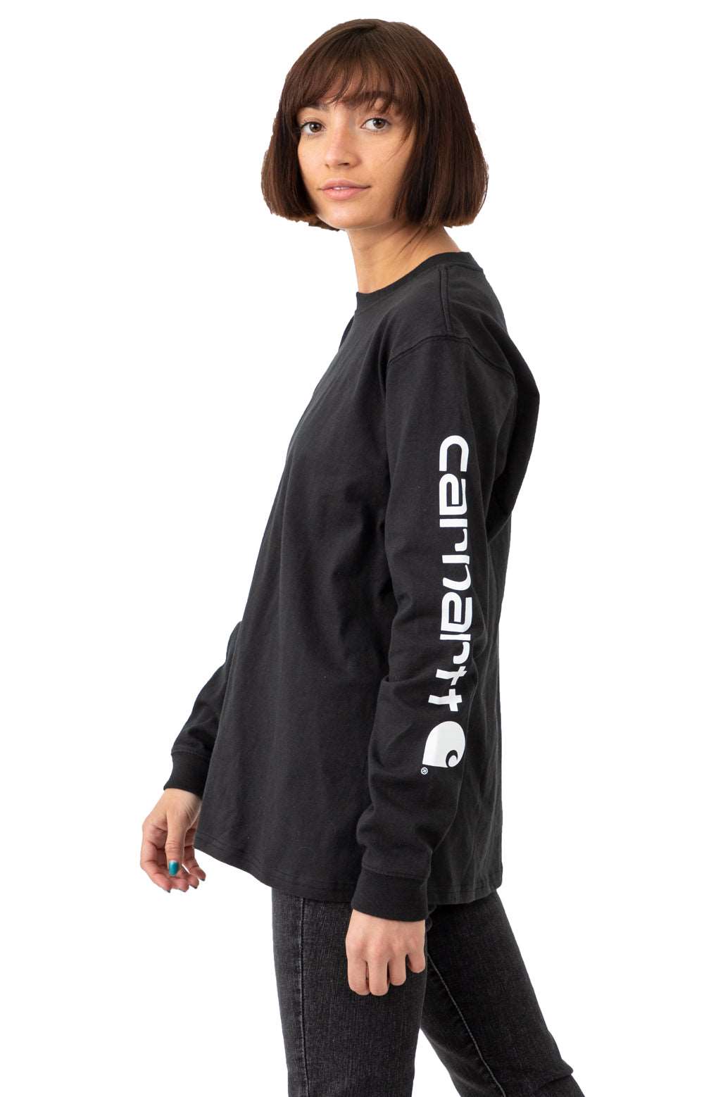 Carhartt Women's Black/White Workwear Sleeve Logo Long Sleeve Shirt