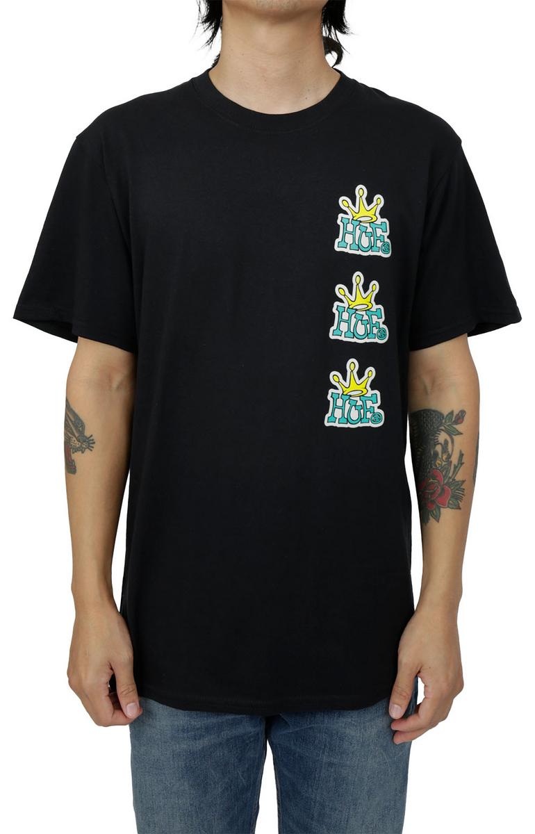 Huf Crown Stack Short Sleeve Tee - Black: A Must - Have for Streetwear Lovers