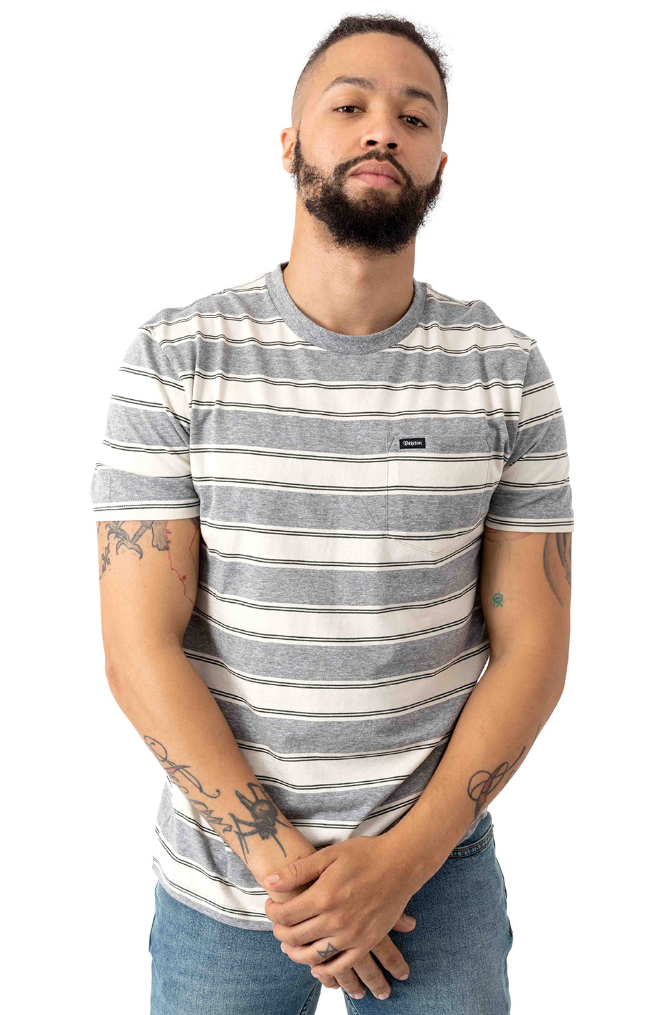 Brixton's Stunning Heather Grey Hilt Pocket S/S Shirt