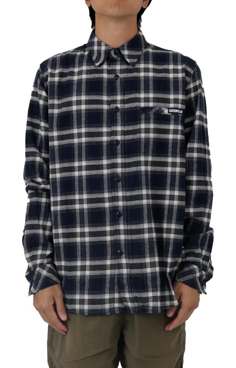 Caterpillar Navy and Dark Earth Stretch Flannel Shirt - An Irresistible Blend!