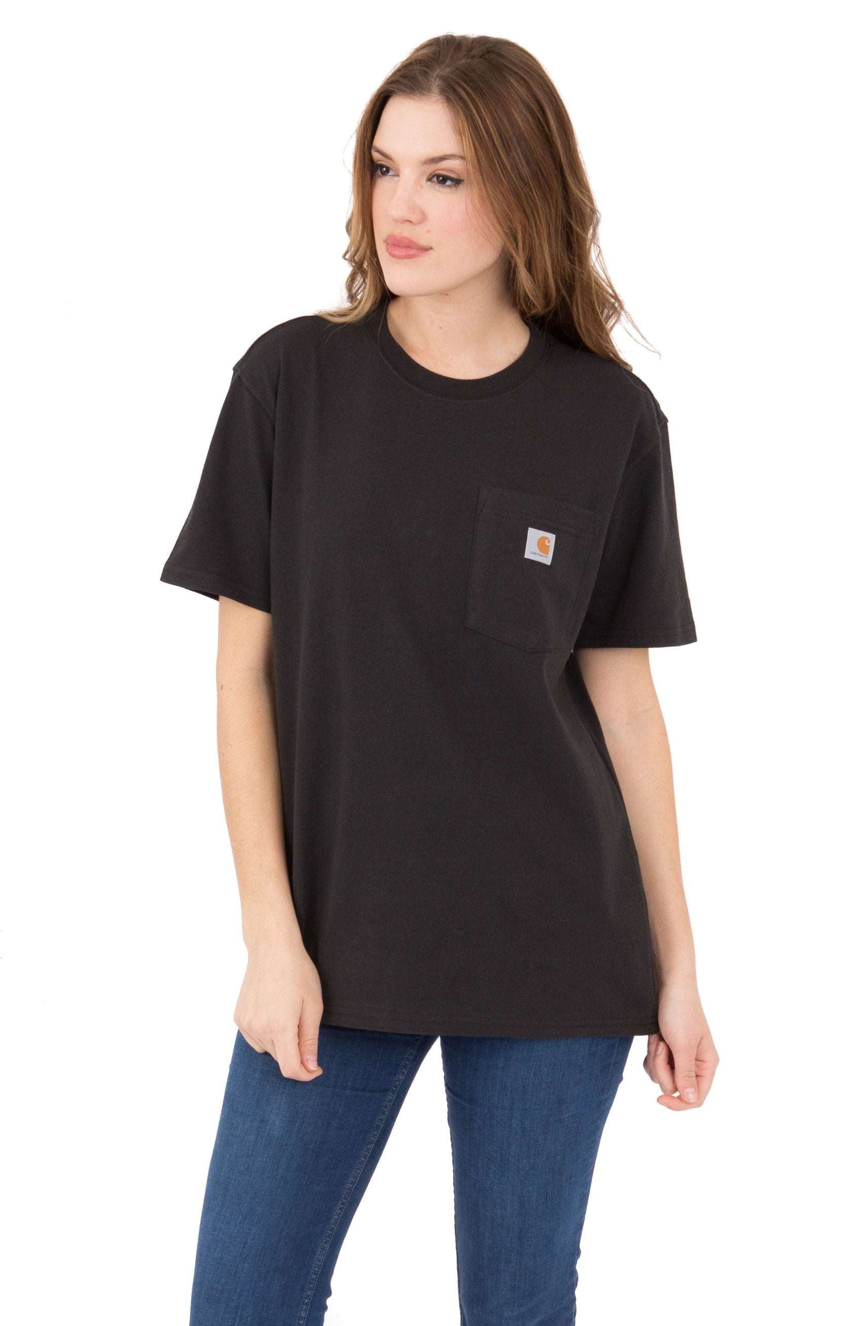 Carhartt Women's WK87 Pocket T-Shirt - Stylish Black for Work
