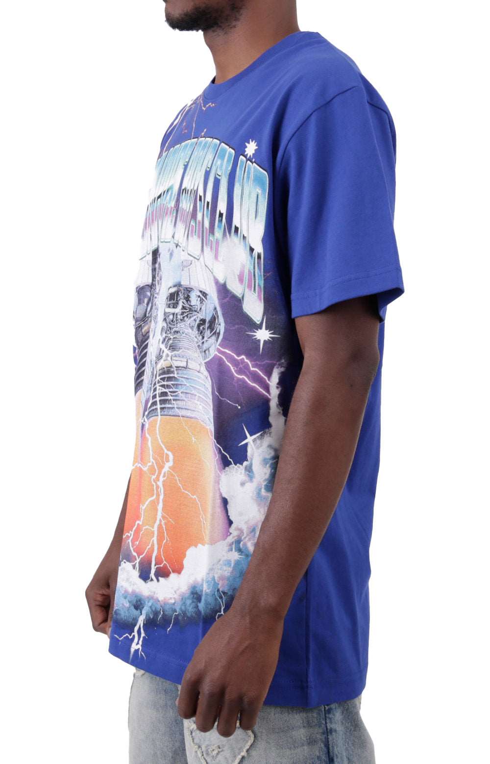 Breathtaking BB Thrusters Short Sleeve Knit T-Shirt in Enchanting Mazarine Blue