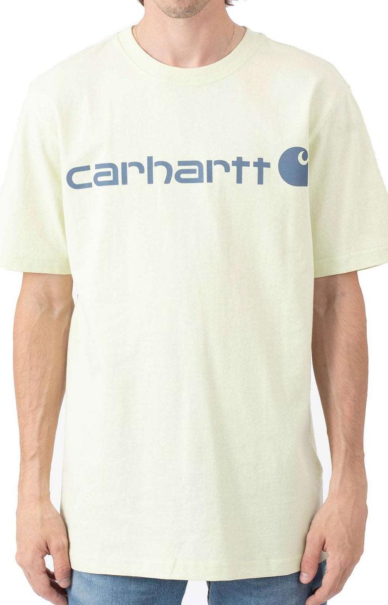 Carhartt Men's Stunning Signature Logo Tee in Pastel Lime/Folkstone