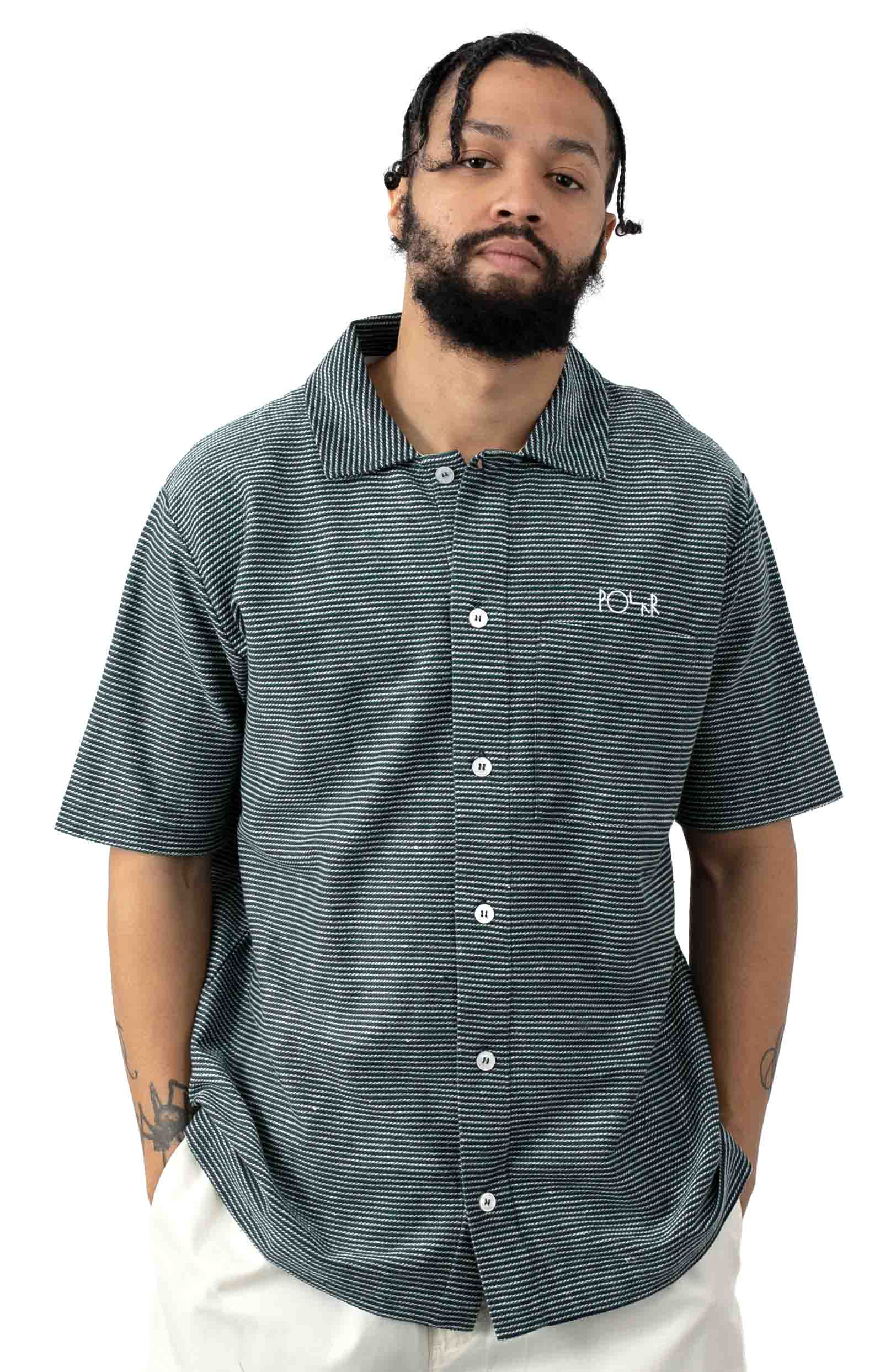 Eye-Catching Patterned Stripe Button-Up Shirt