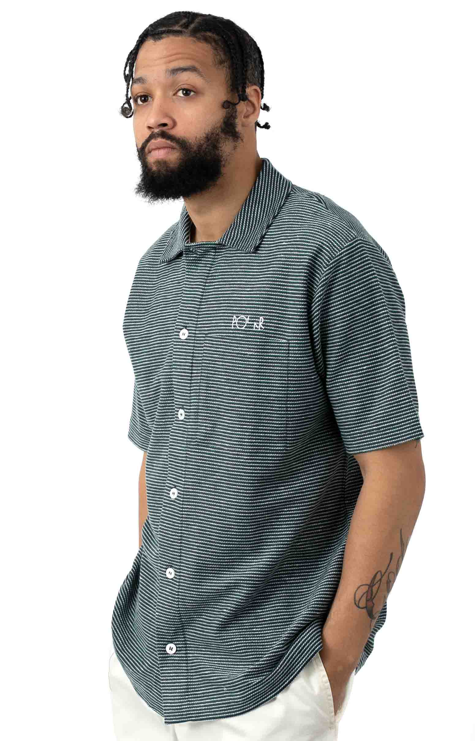 Eye-Catching Patterned Stripe Button-Up Shirt