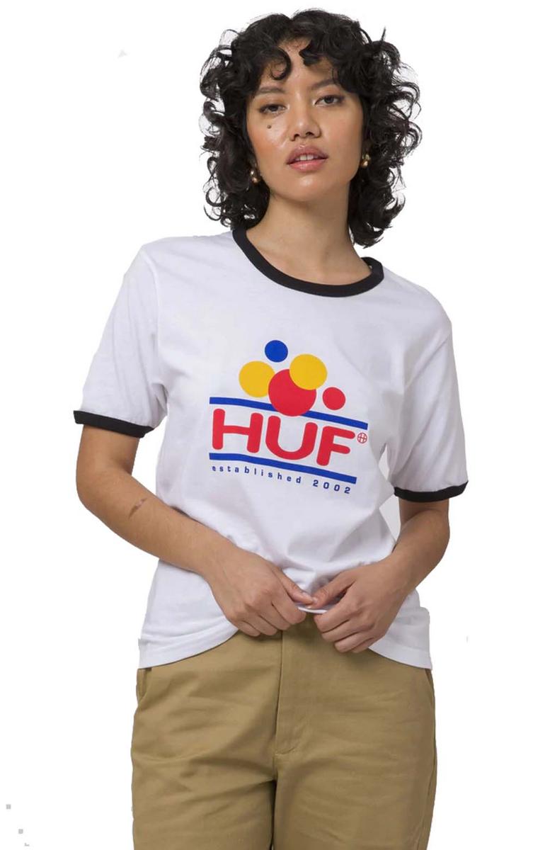 Irresistible White Playful Ringer Tee