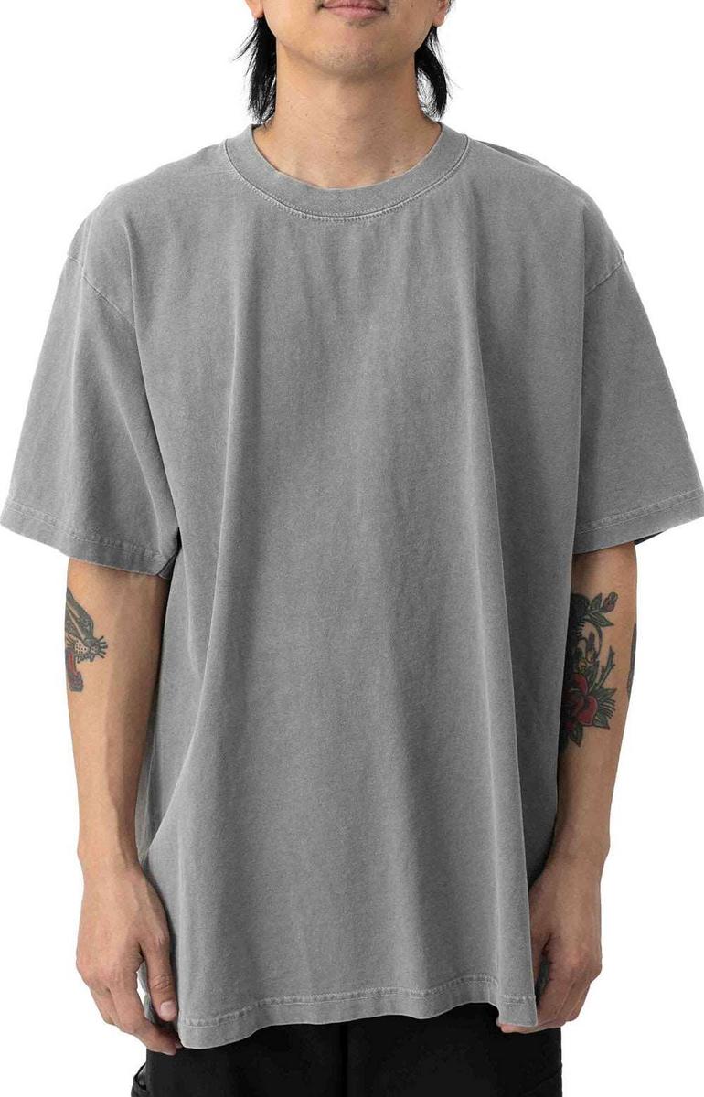Max Oversized Vintage-Dyed Heavyweight Tee - Cement: A Must-Have Retro Classic
