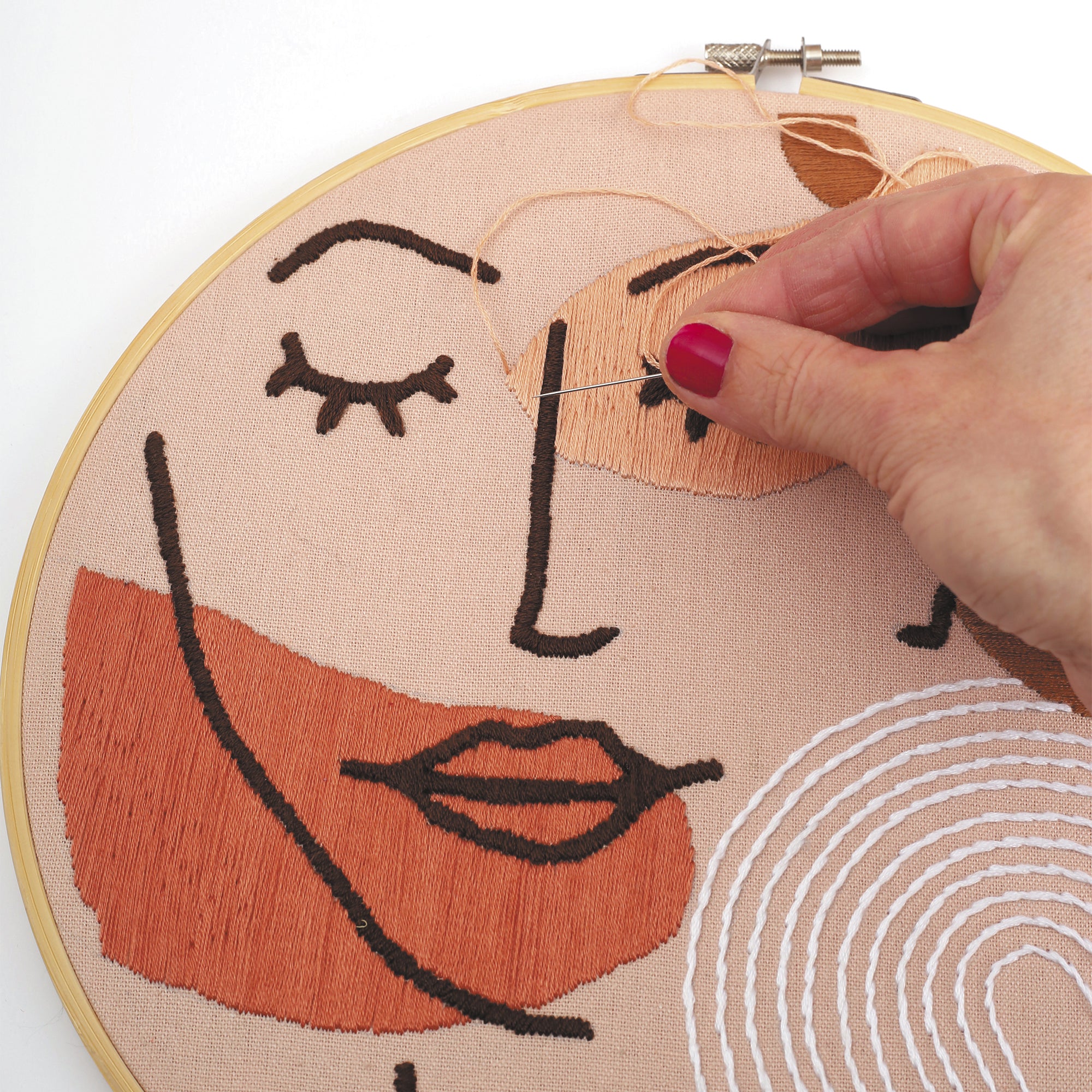 Enchanting DIY Line Art Face Embroidery Kit