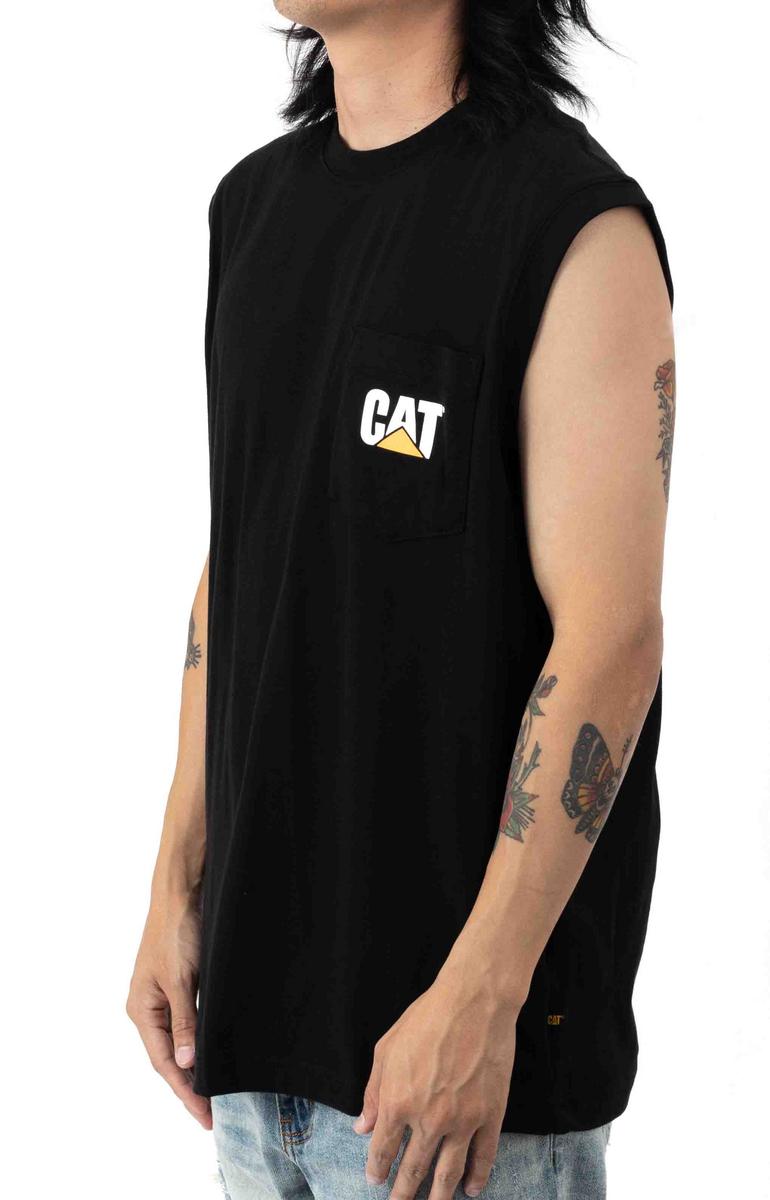 Caterpillar's Stunning Black Sleeveless Pocket T-Shirt