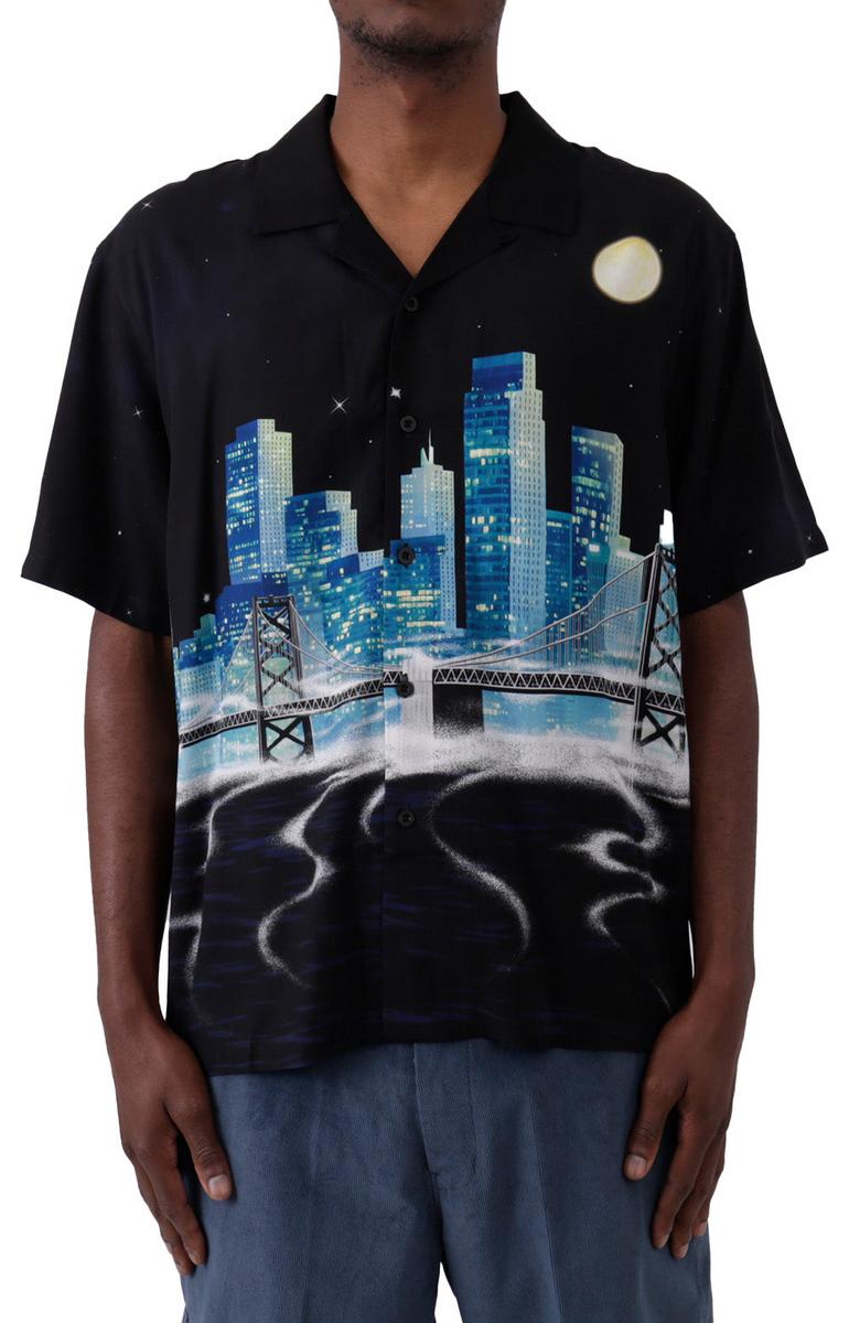Irresistible NYC-Inspired Short Sleeve Rayon Button-Up Shirt