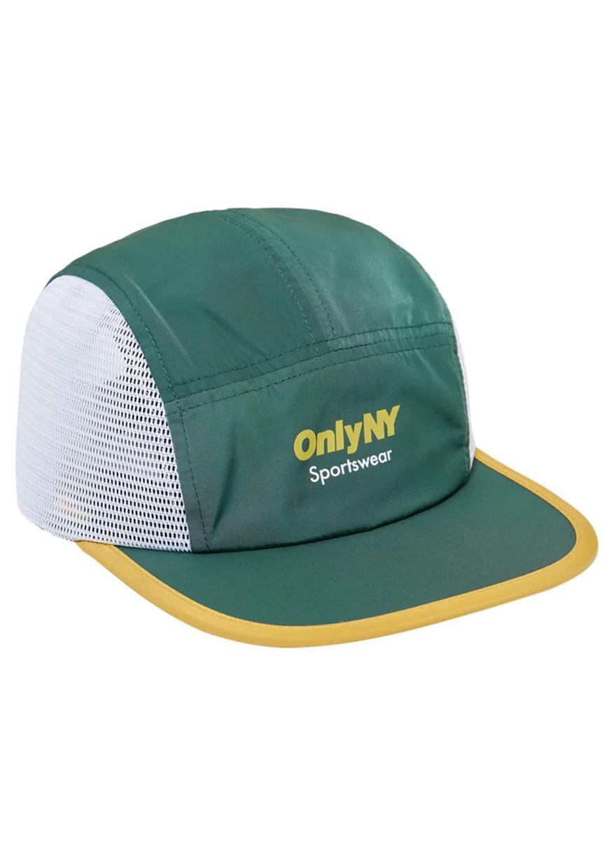 Stylish Twill Logo 5-Panel Sports Hat in Green & Burnt Orange