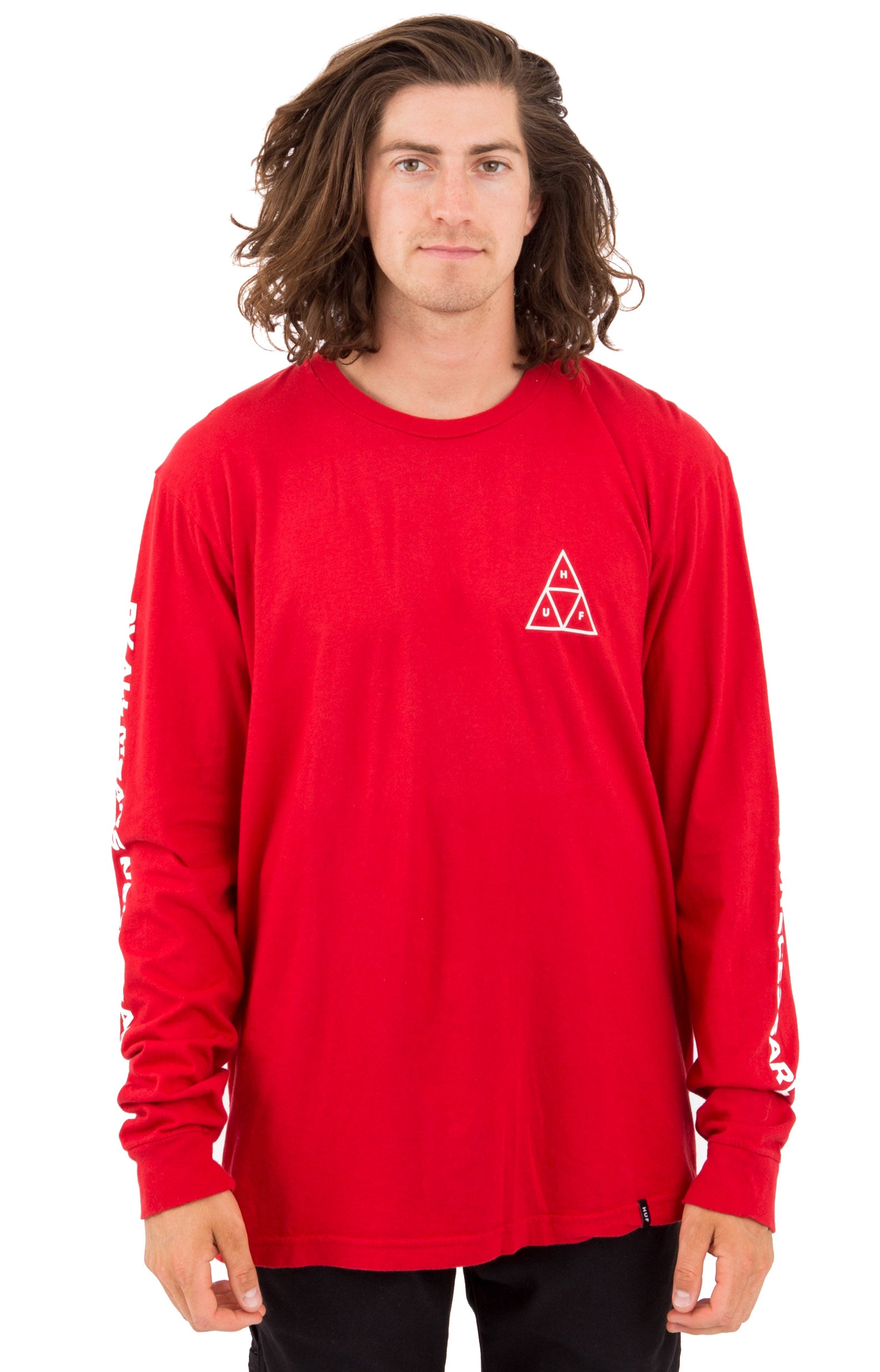 Stunning Resort Red Essentials Triangular Long Sleeve Shirt