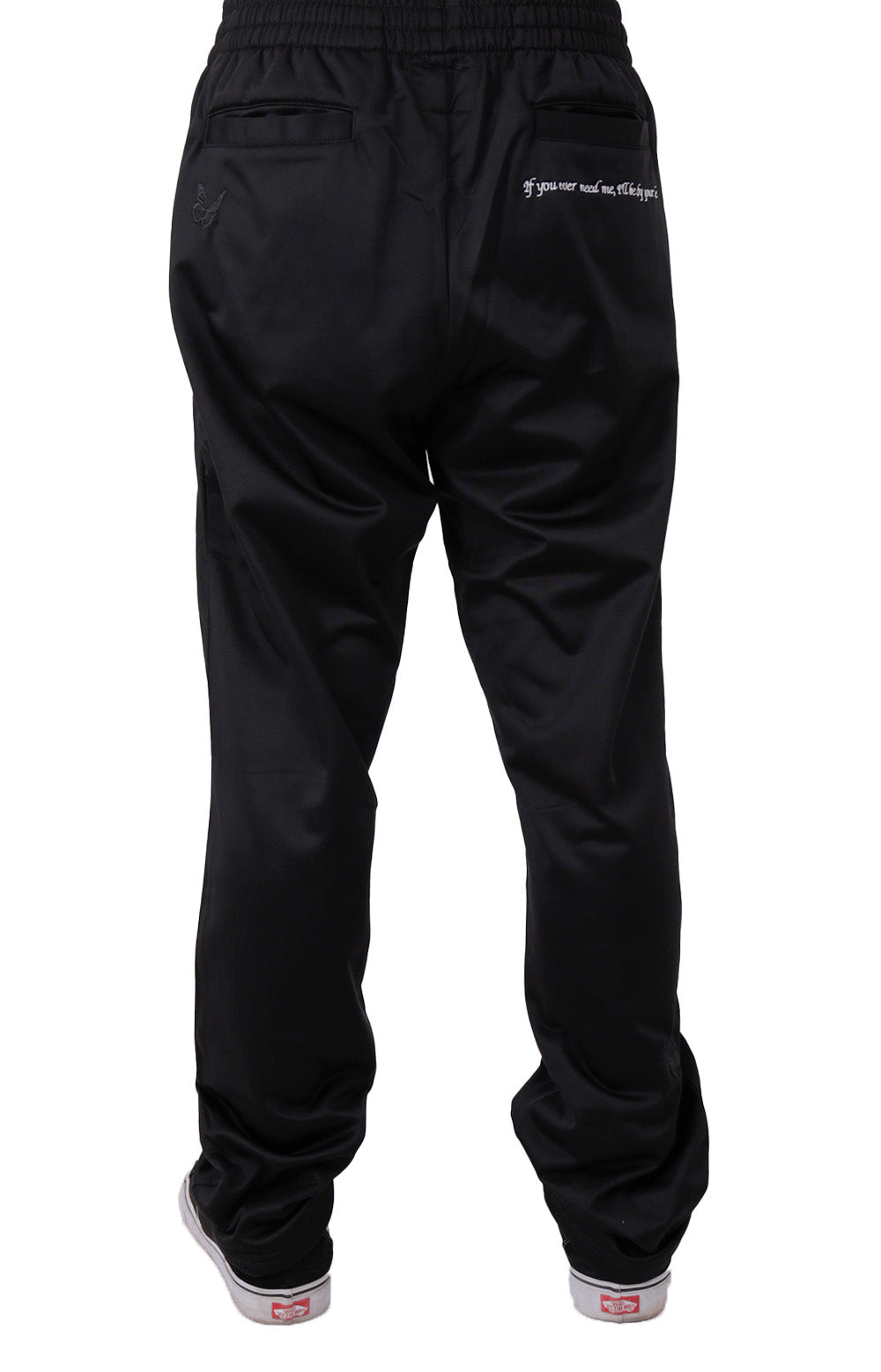 Enchanting Black Butterfly Emblem Track Pants