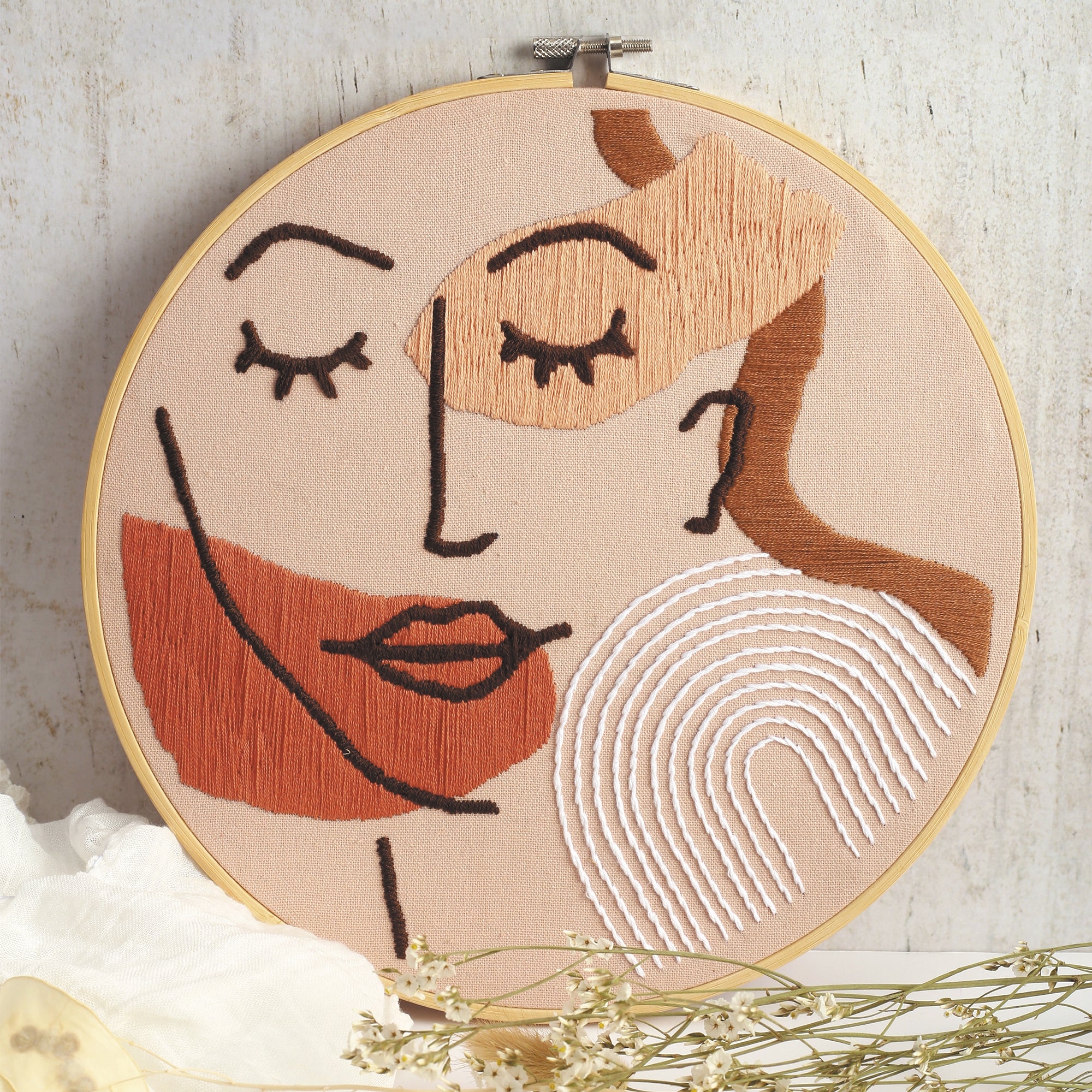 Enchanting DIY Line Art Face Embroidery Kit