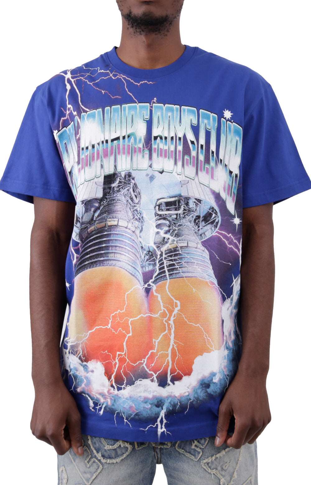 Breathtaking BB Thrusters Short Sleeve Knit T-Shirt in Enchanting Mazarine Blue