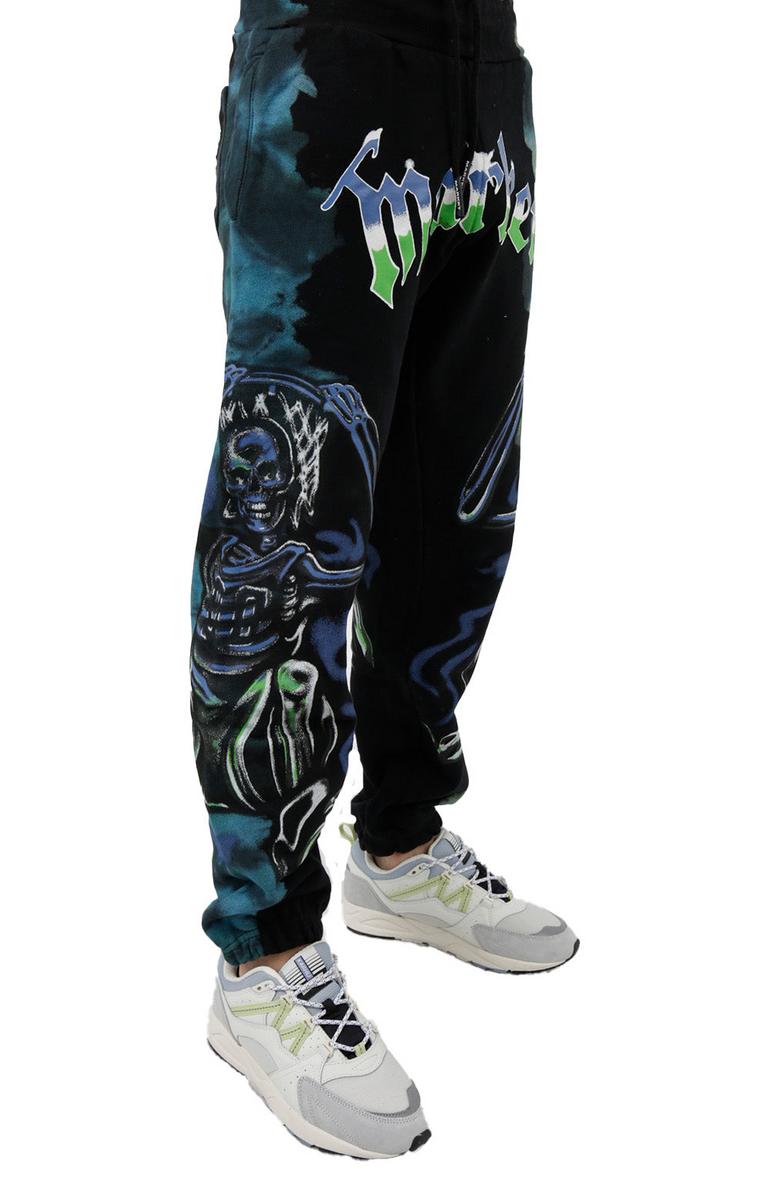 Eye-Catching Glow-in-the-Dark Black Tie-Dye Sweatpants