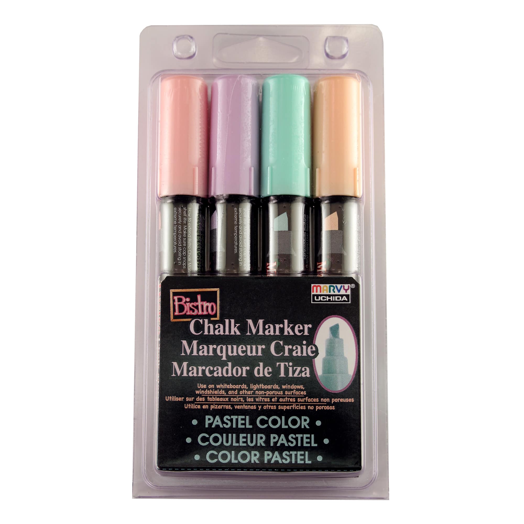 Bisto Chalk Pastel Chisel Tip Markers - Vibrant Set of 4!