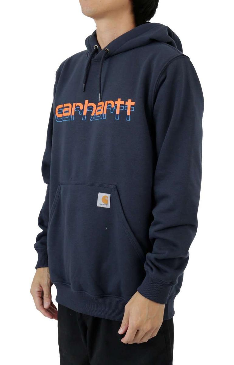 Carhartt's New Navy Rain Defender Loose Fit Midweight Logo Graphic Sweatshirt - A Must-Have!