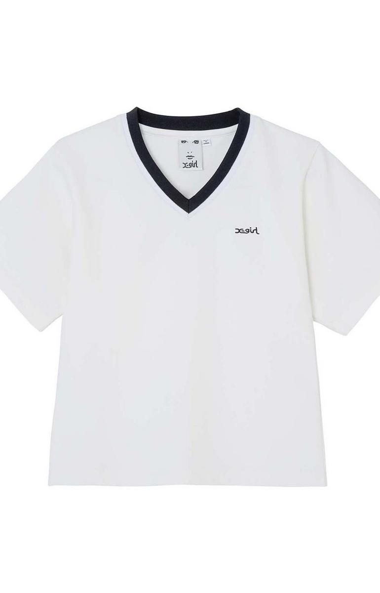 Stunning X-Girl Contrast Collar Tee in White - Grab Yours Now!