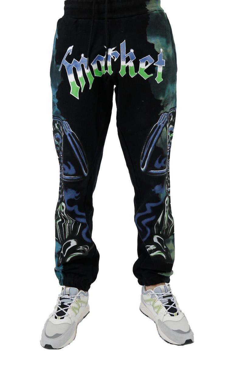 Eye-Catching Glow-in-the-Dark Black Tie-Dye Sweatpants