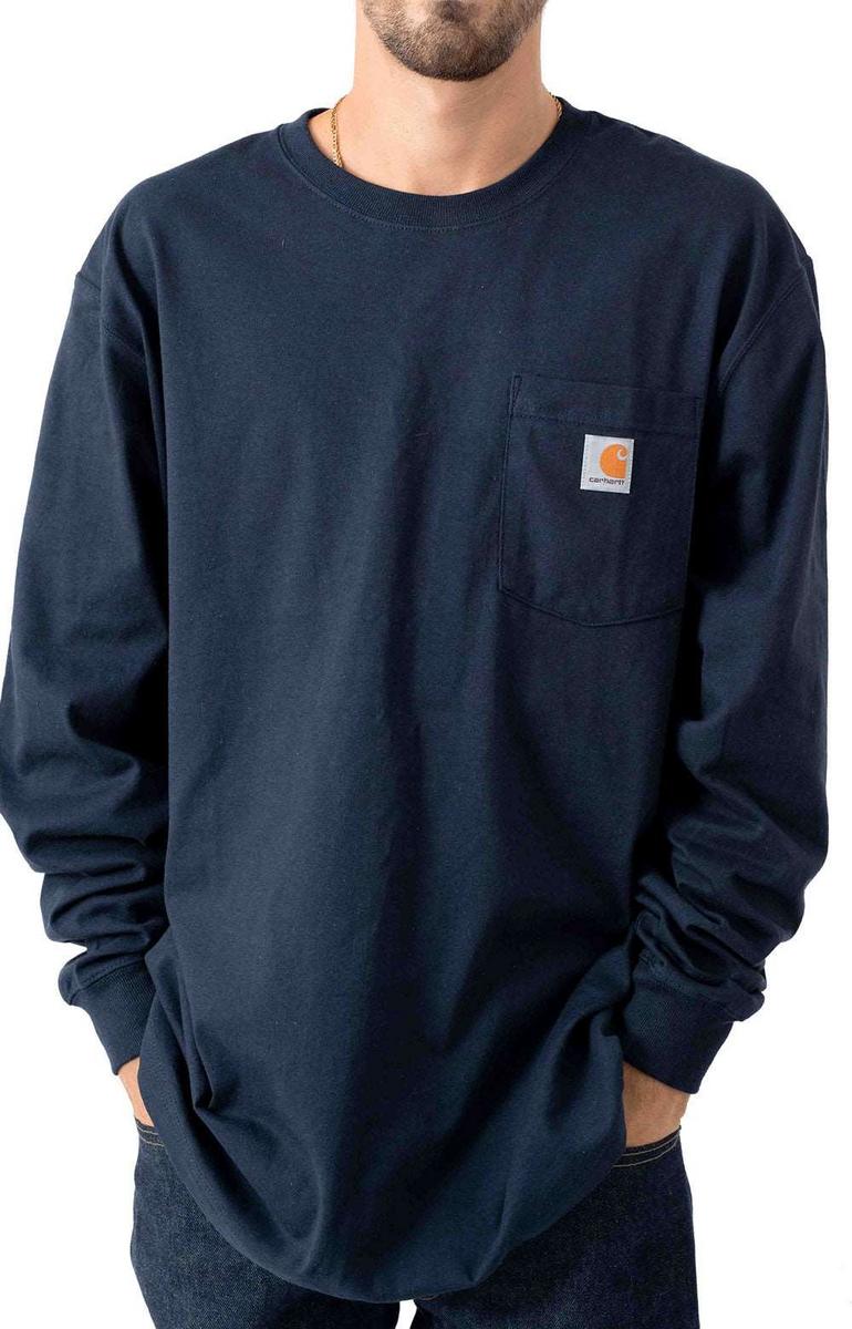 Carhartt Navy Long Sleeve Workwear Pocket T-Shirt (K126)
