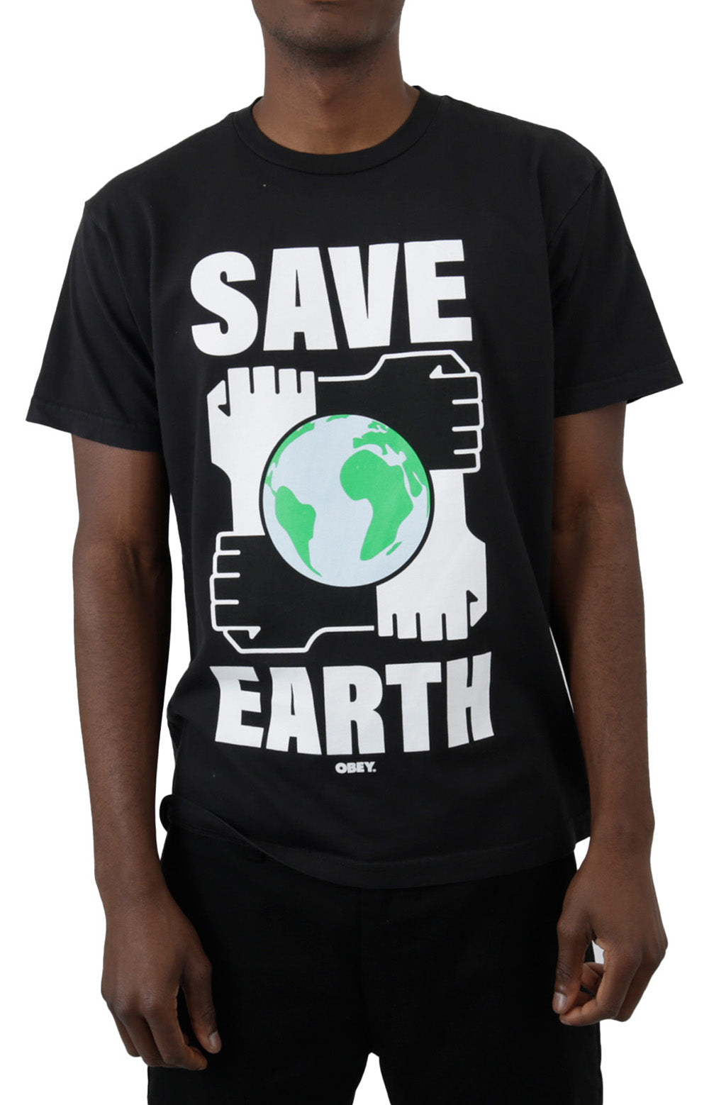 Obey Save Earth T-Shirt - Stunning Faded Black