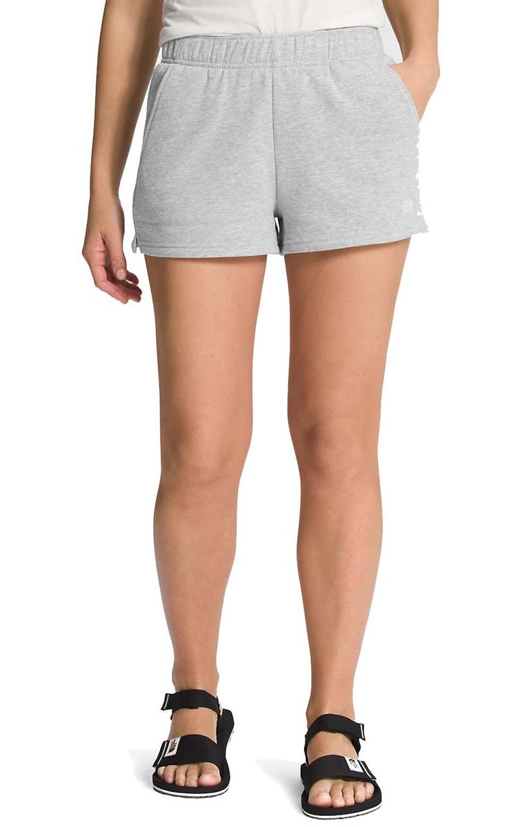 The North Face Women's Half Dome Fleece Shorts in Light Grey Heather/White