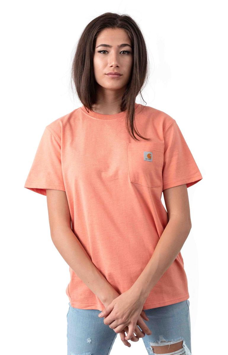 WK87 Workwear Pocket T-Shirt in Coral Haze Heather - A Stylish Work Essential