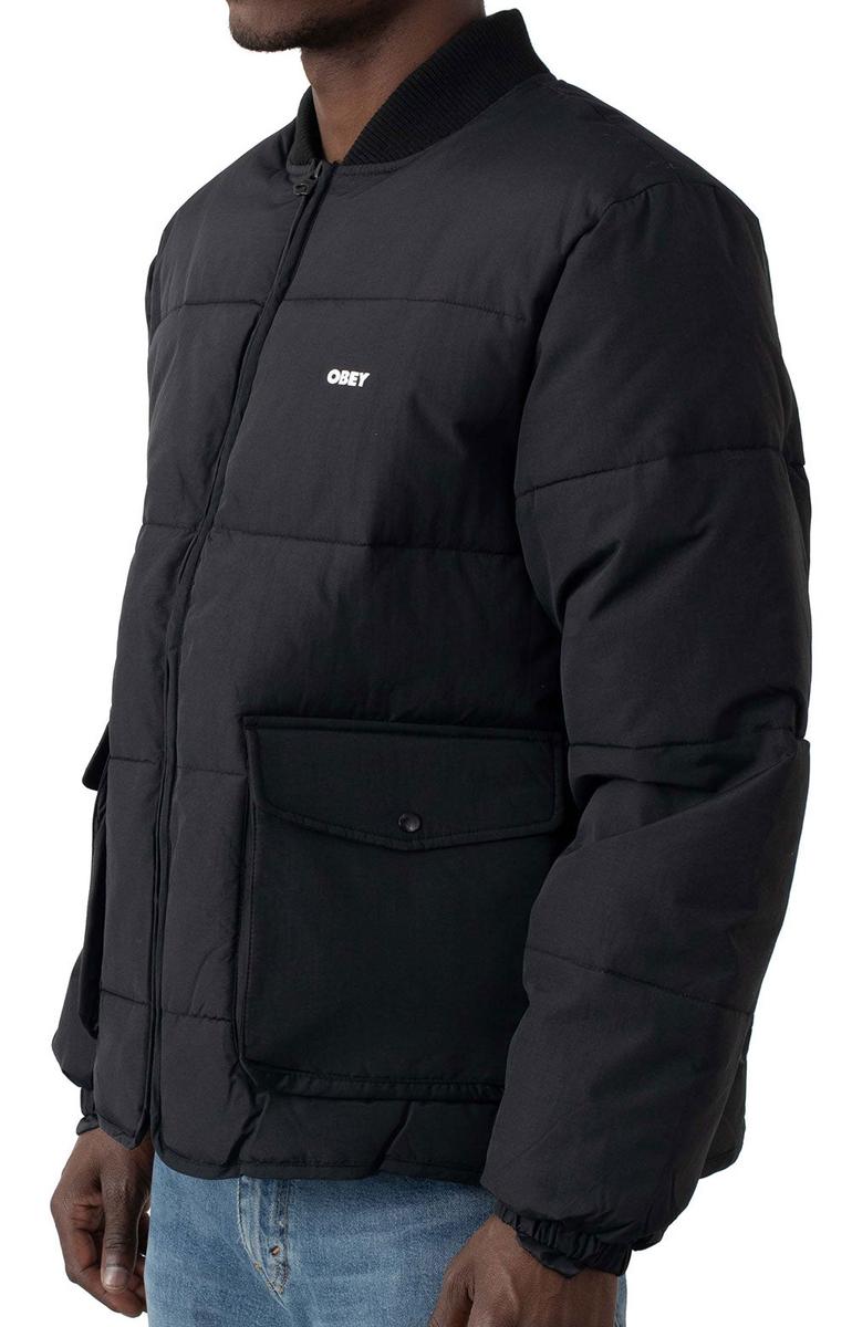 Obey Charcoal Black Nylon Puffer Jacket - A Must-Have!