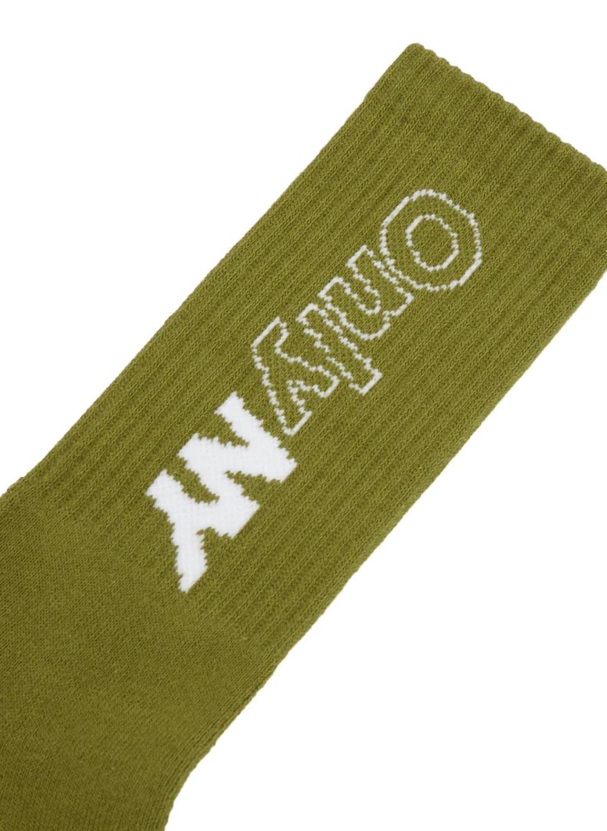 Gorgeous Olive Gold/White Outline Logo Crew Socks - Grab Yours Now!