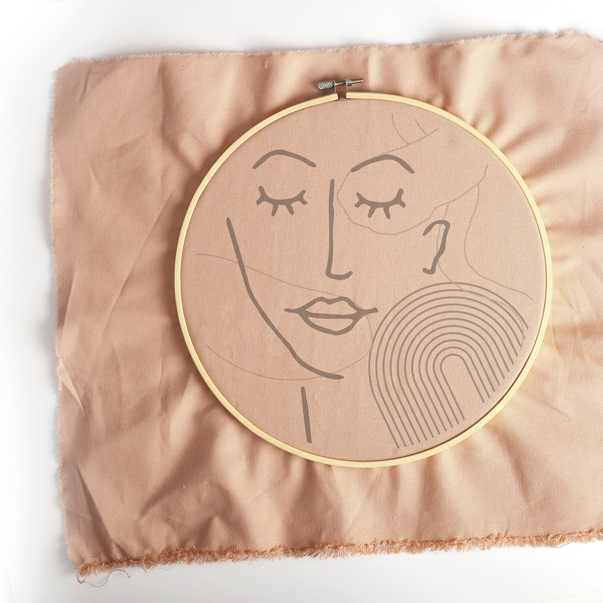 Enchanting DIY Line Art Face Embroidery Kit