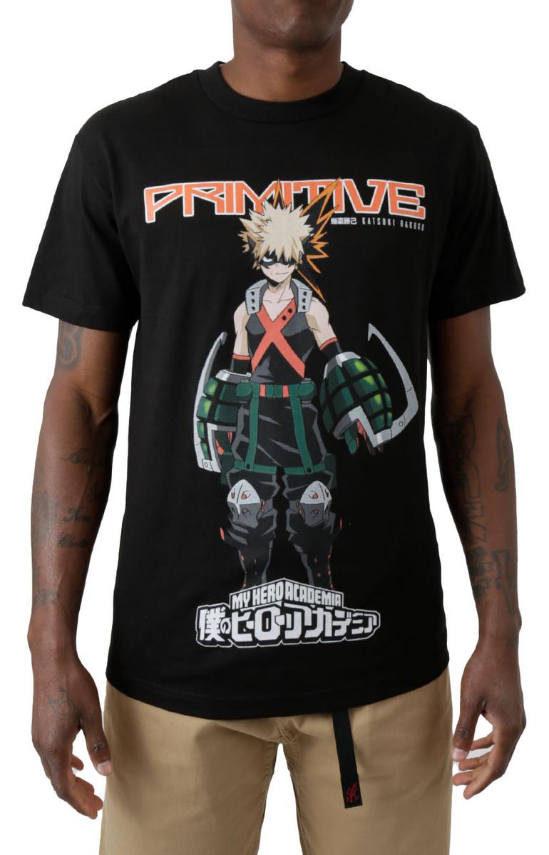 Primitive x My Hero Academia's Dynamic Katsuki Bakugo Black Tee