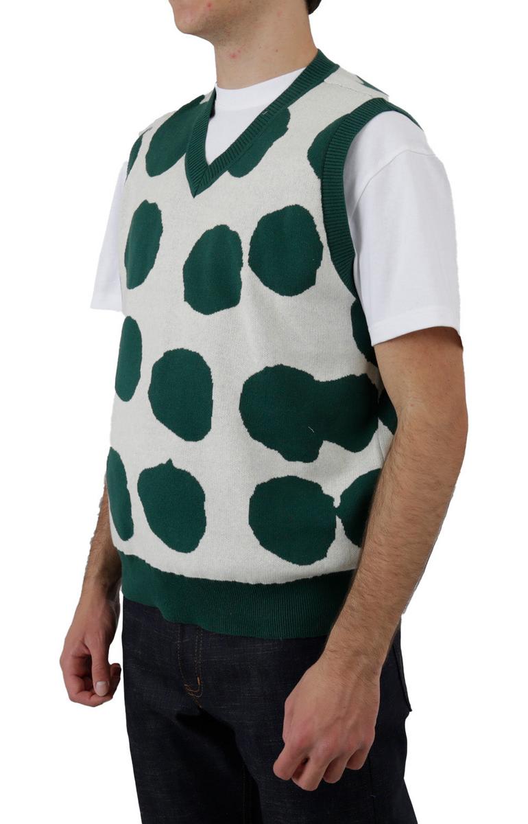 Stylish Patterned Cotton Sweater Vest - Natural Multi Delight