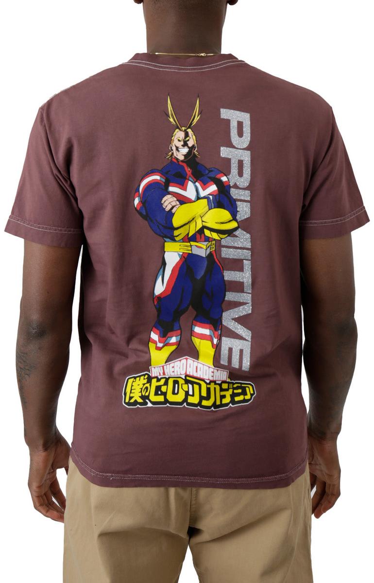 My Hero Academia All Might Distressed T-Shirt - Burgundy: A Must-Have for Fans!